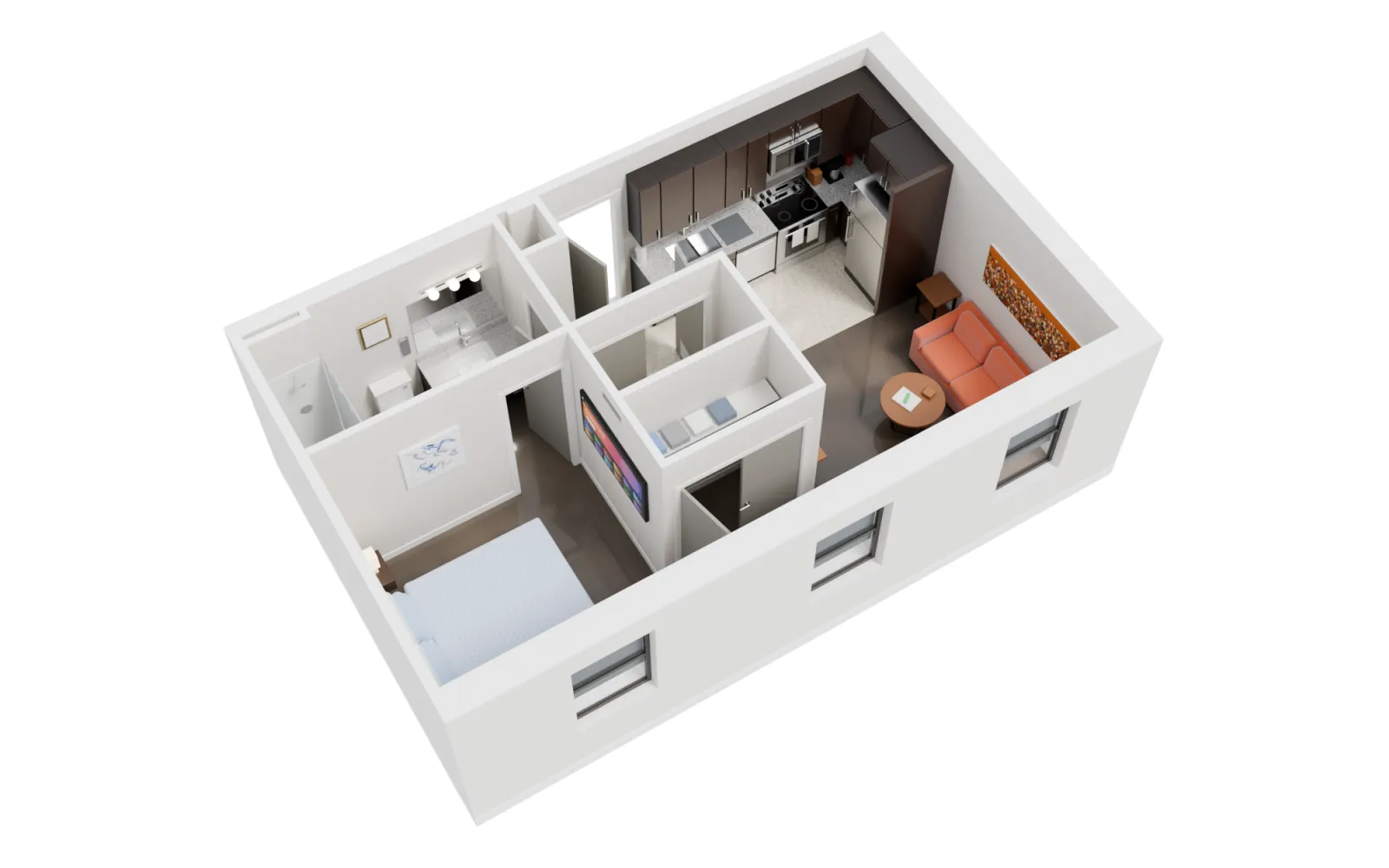 Cutaway illustration of a Deluxe flat